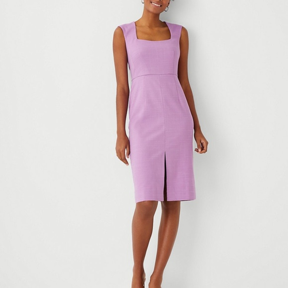 🆕 w/ Tags Ann Taylor “The Scooped Square Neck Sheath Dress” - Purple Begonia